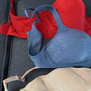 (3) Bali wireless bras. NOTE: SEE DESCRIPTION REGARDING ACTUAL COLORS.